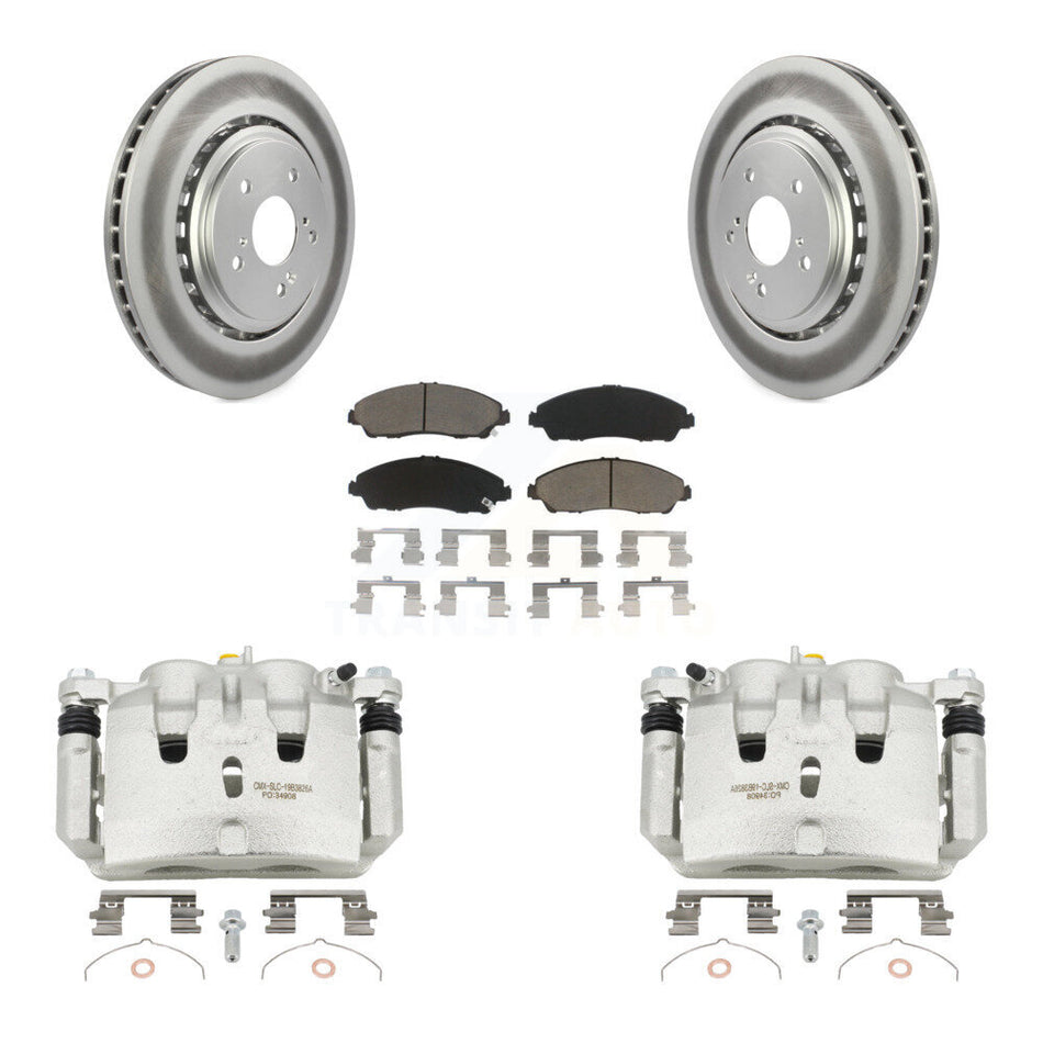 Front Disc Brake Caliper Coated Rotors And Ceramic Pads Kit For 2014-2016 Acura MDX KCG-100744C