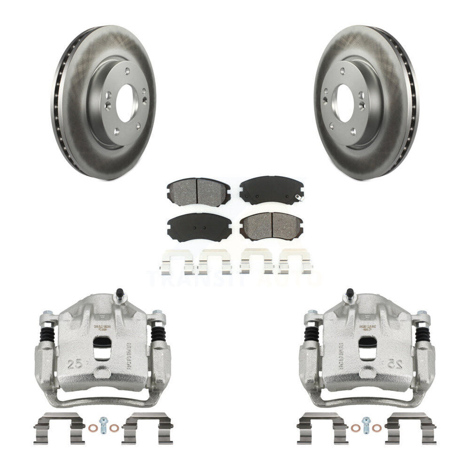 Front Disc Brake Caliper Coated Rotors And Semi-Metallic Pads Kit For 2012-2013 Kia Soul KCG-100744S