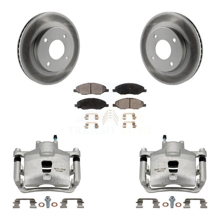 Front Disc Brake Caliper Coat Rotors And Ceramic Pad Kit For 2009-2011 Nissan Versa 1.6L KCG-100744T