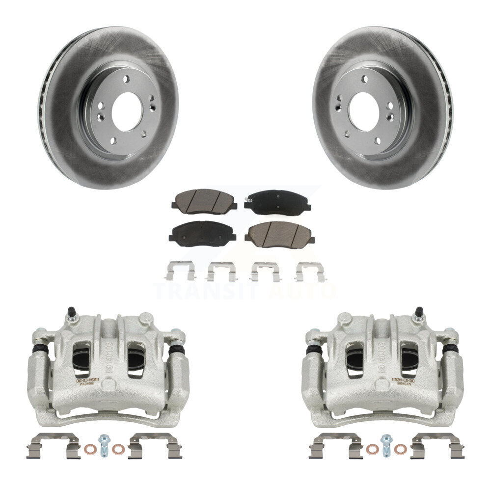 Front Disc Brake Caliper Coated Rotor And Ceramic Pad Kit For 2007-2009 Hyundai Santa Fe KCG-100745C