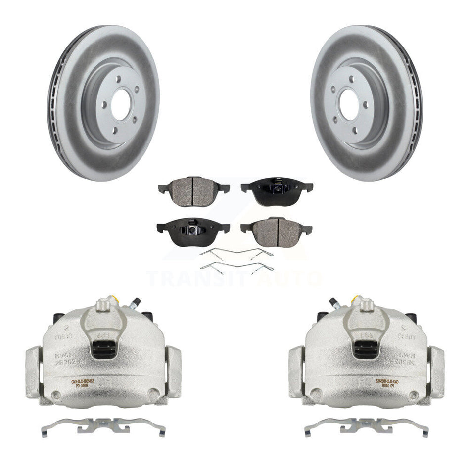 Front Disc Brake Caliper Coated Rotor And Semi-Metallic Pad Kit For Ford Transit Connect KCG-100745P
