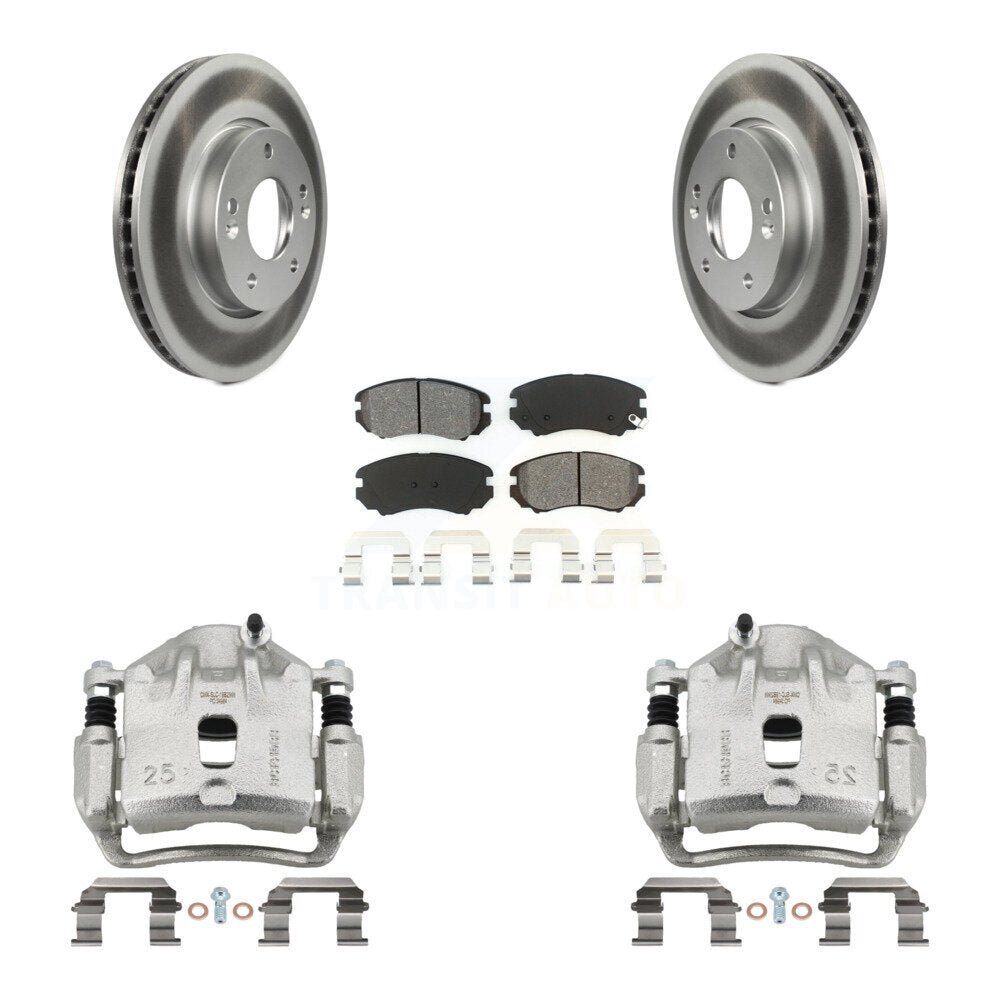Front Disc Brake Caliper Coat Rotors & Semi-Metallic Pad Kit For 2010-2011 Kia Soul 2.0L KCG-100745S