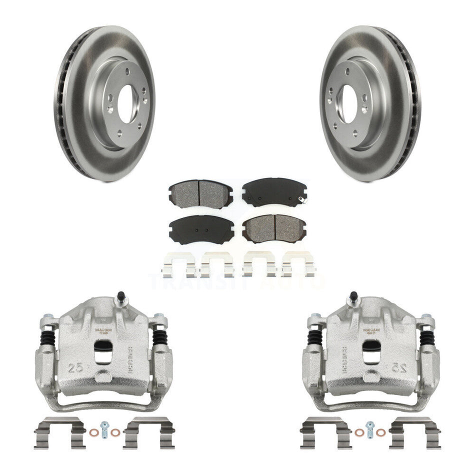 Front Disc Brake Caliper Coat Rotors & Semi-Metallic Pad Kit For 2010-2011 Kia Soul 2.0L KCG-100745S