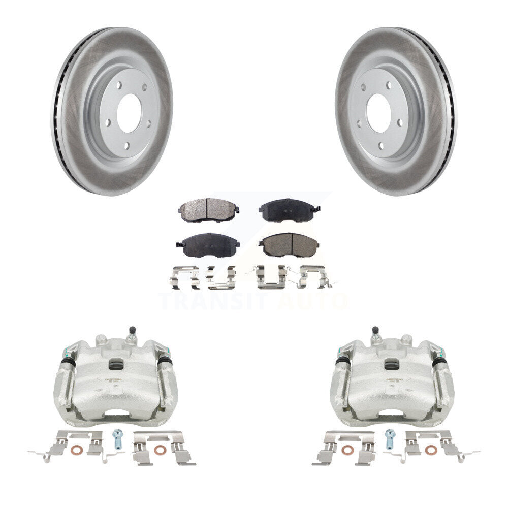 Front Disc Brake Caliper Coated Rotors And Ceramic Pads Kit For Nissan Sentra Juke KCG-100745T