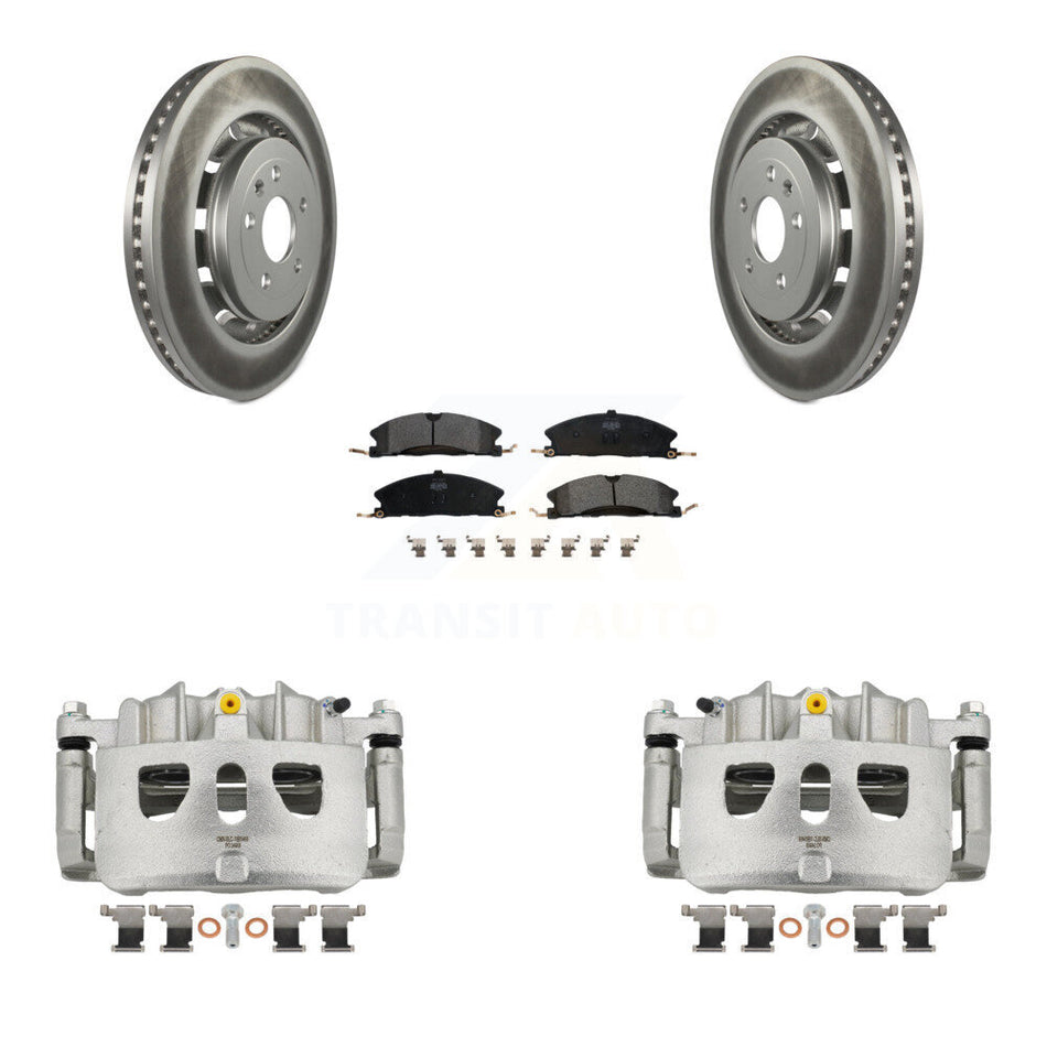 Front Brake Caliper Coat Rotor Semi-Metallic Pad Kit For Ford Explorer Flex Taurus Sedan KCG-100748P