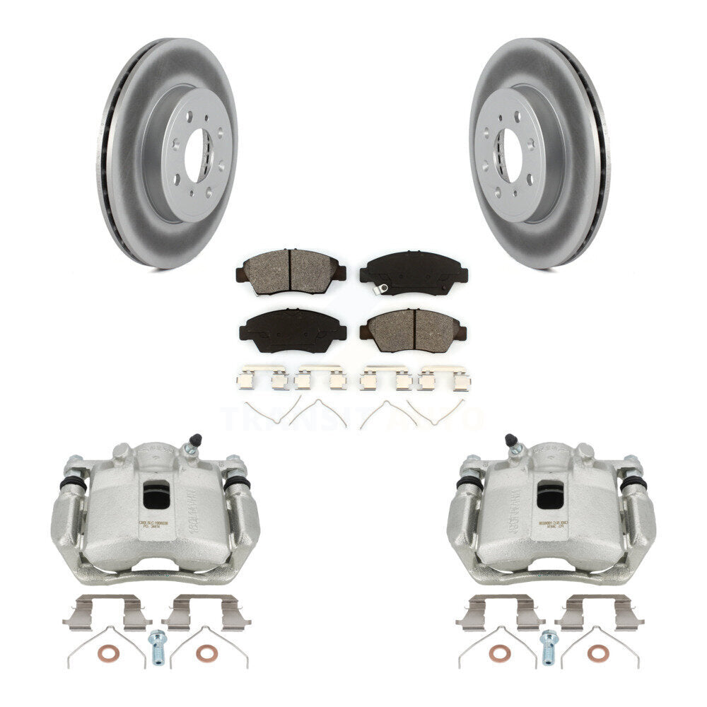 Front Disc Brake Caliper Coated Rotors And Semi-Metallic Pad Kit For 2015-2020 Honda Fit KCG-100749S