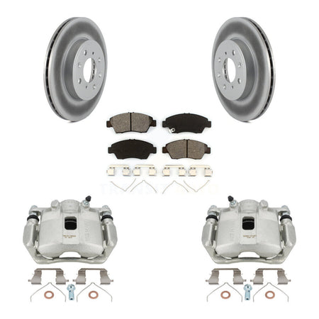 Front Disc Brake Caliper Coated Rotors And Semi-Metallic Pad Kit For 2015-2020 Honda Fit KCG-100749S