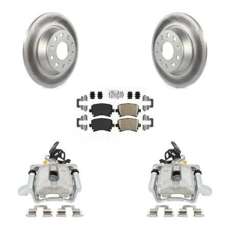 Rear Disc Brake Caliper Coated Rotors And Ceramic Pads Kit For 2010 Volkswagen Jetta TDI Cup Edition with 2.0L DIESEL engine With 282mm Diameter Rotor KCG-100750N by Transit Auto