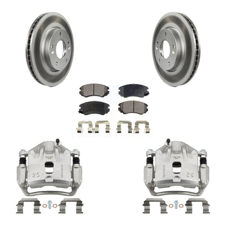 Front Disc Brake Caliper Coated Rotors And Ceramic Pads Kit For 2010-2011 Kia Soul 2.0L KCG-100750T