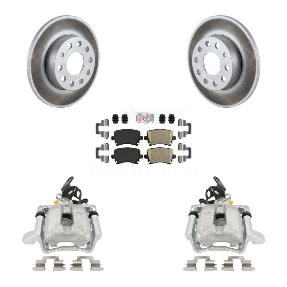 Rear Disc Brake Caliper Coated Rotors And Ceramic Pads Kit For Volkswagen Jetta With 260mm Diameter Rotor KCG-100751N by Transit Auto