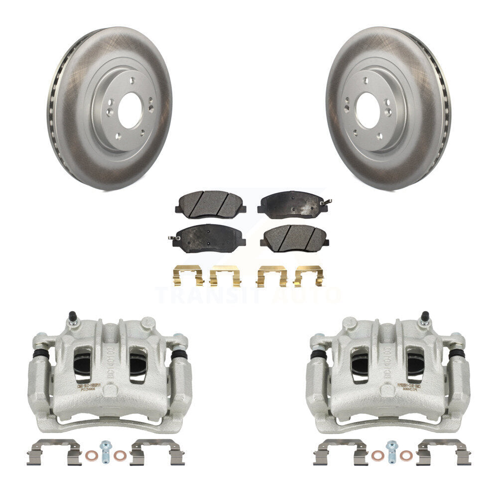 Front Brake Caliper Coat Rotors & Ceramic Pad Kit For 2013-2016 Hyundai Santa Fe XL 3.3L KCG-100751T
