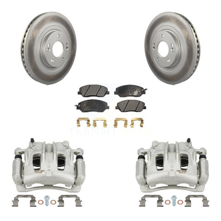 Front Brake Caliper Coat Rotors & Ceramic Pad Kit For 2013-2016 Hyundai Santa Fe XL 3.3L KCG-100751T