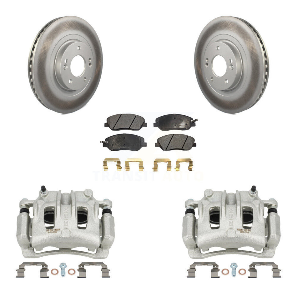 Front Brake Caliper Coat Rotors & Ceramic Pad Kit For 2013-2016 Hyundai Santa Fe XL 3.3L KCG-100751T