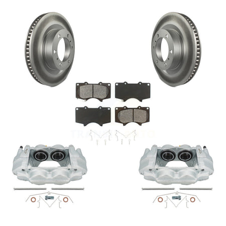 Front Disc Brake Caliper Coat Rotor Semi-Metallic Pad Kit For Toyota 4Runner Lexus GX460 KCG-100752S