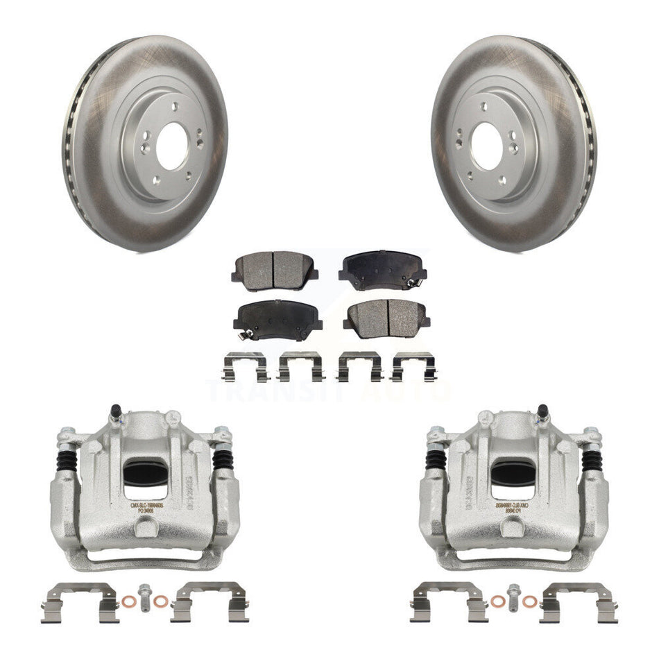 Front Brake Caliper Coat Rotors & Ceramic Pad Kit For Hyundai Santa Fe Sport Kia Sorento KCG-100752T