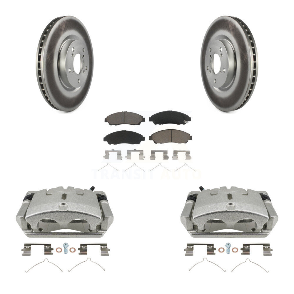 Front Disc Brake Caliper Coated Rotors And Ceramic Pads Kit For 2009-2015 Honda Pilot KCG-100753C