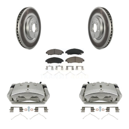 Front Disc Brake Caliper Coated Rotors And Ceramic Pads Kit For 2009-2015 Honda Pilot KCG-100753C