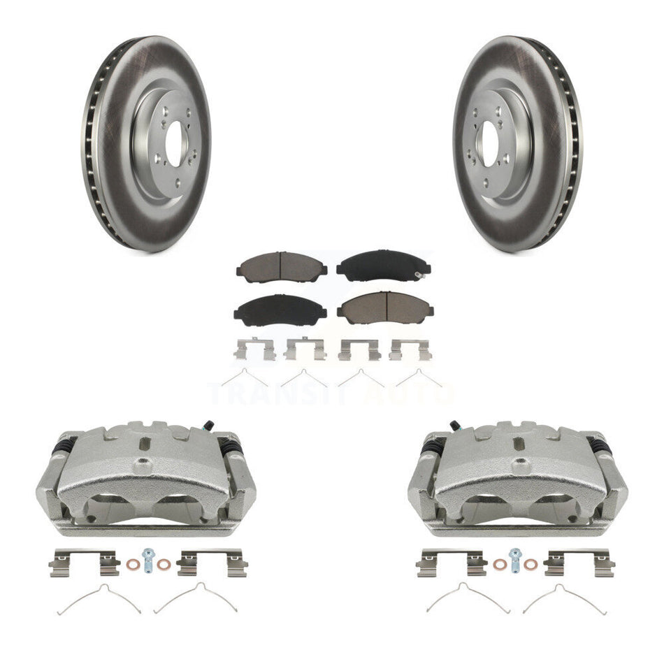 Front Disc Brake Caliper Coated Rotors And Ceramic Pads Kit For 2009-2015 Honda Pilot KCG-100753C