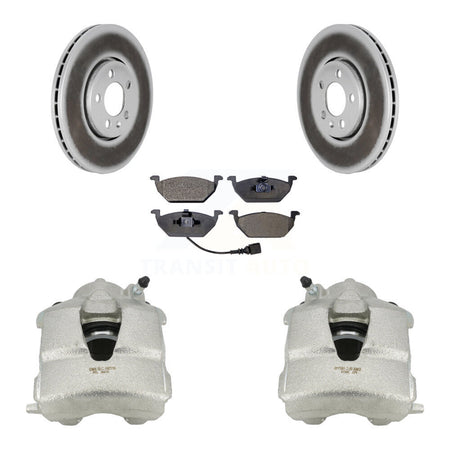 Front Brake Caliper Coat Rotors Semi-Metallic Pad Kit For 2000-2001 Volkswagen Golf 2.0L KCG-100753P