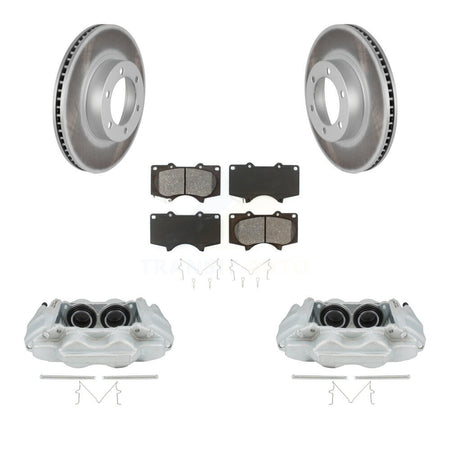 Front Disc Brake Caliper Coat Rotors And Semi-Metallic Pad Kit For 2003-2009 Lexus GX470 KCG-100753S