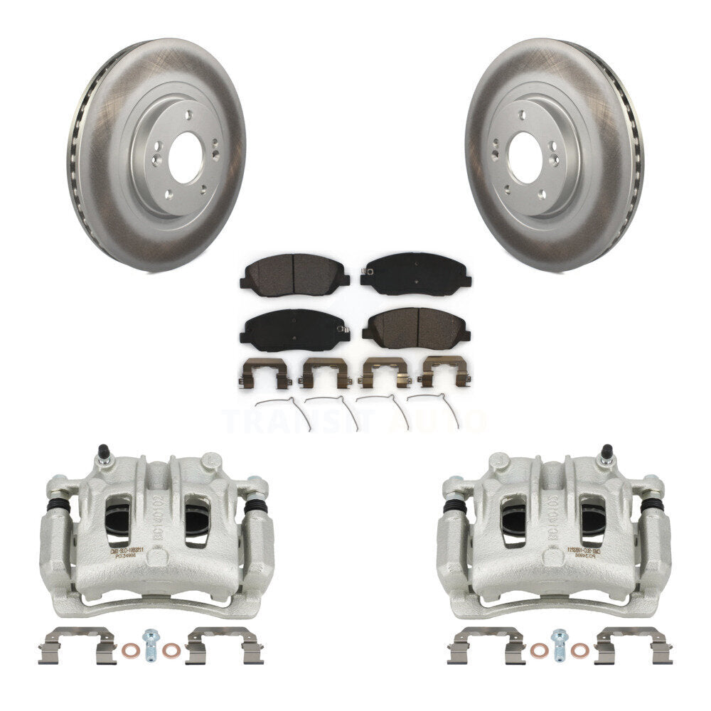 Front Disc Brake Caliper Coated Rotors And Ceramic Pads Kit For Hyundai Santa Fe XL KCG-100753T