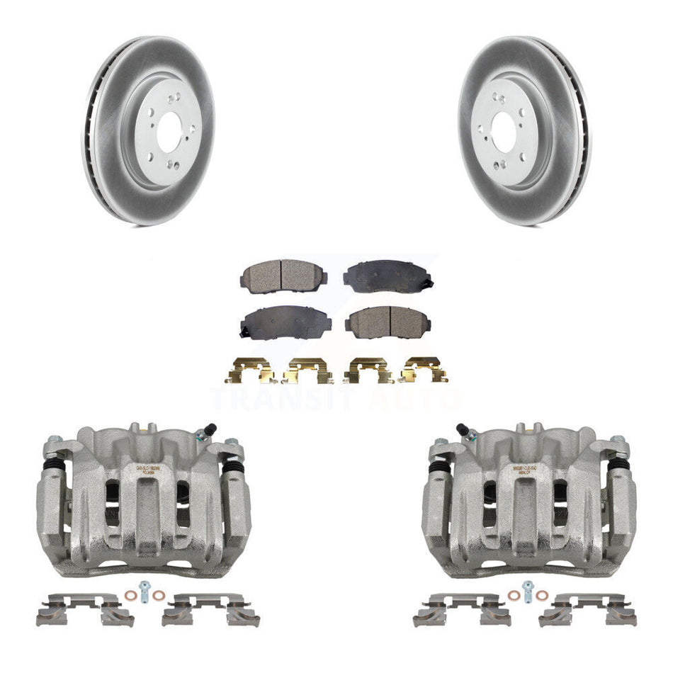 Front Brake Caliper Coat Rotor Ceramic Pad Kit For Honda CR-V Acura RDX Accord Crosstour KCG-100754T