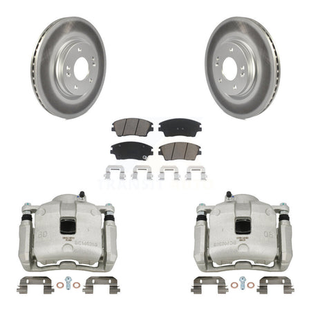 Front Disc Brake Caliper Coat Rotors And Ceramic Pad Kit For Hyundai Tucson Kia Sportage KCG-100755C