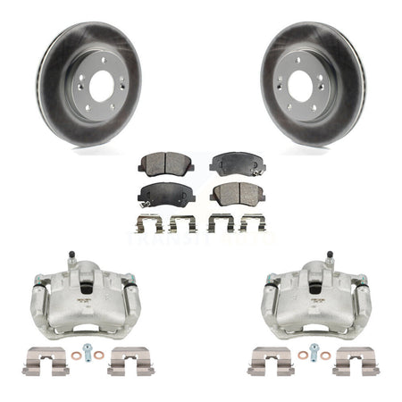 Front Disc Brake Caliper Coated Rotors And Ceramic Pads Kit For 2012 Hyundai Veloster KCG-100756T