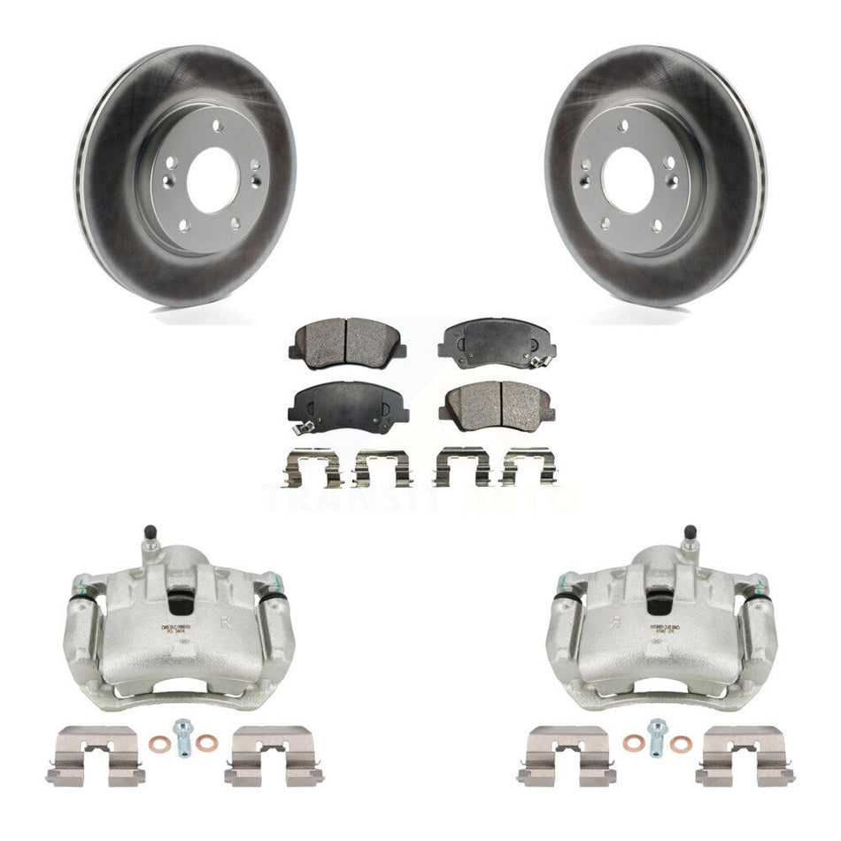 Front Disc Brake Caliper Coated Rotors And Ceramic Pads Kit For 2012 Hyundai Veloster KCG-100756T