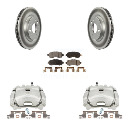 Front Disc Brake Caliper Coated Rotors And Semi-Metallic Pads Kit For Nissan LEAF KCG-100757P