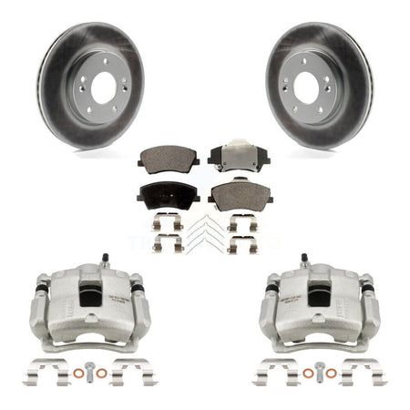 Front Disc Brake Caliper Coated Rotors And Ceramic Pads Kit For Hyundai Elantra KCG-100757T