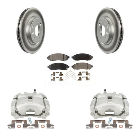 Front Disc Brake Caliper Coated Rotors And Semi-Metallic Pads Kit For Nissan LEAF KCG-100758P