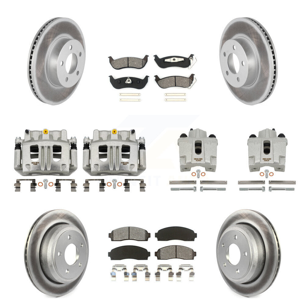 Front Rear Brake Caliper Coat Rotor And Semi-Metallic Pad Kit (10Pc) For Ford Ranger 4WD KCG-100758S