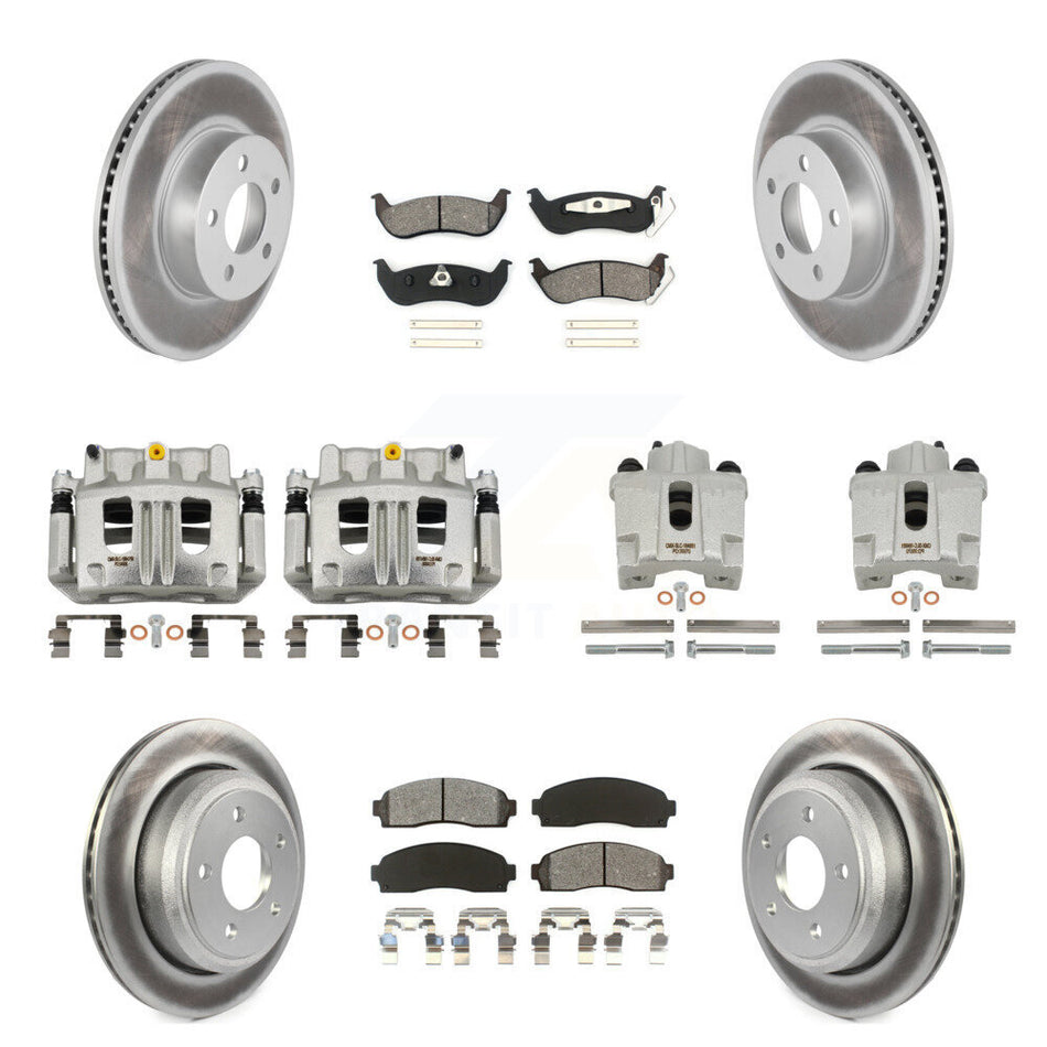 Front Rear Brake Caliper Coat Rotor And Semi-Metallic Pad Kit (10Pc) For Ford Ranger 4WD KCG-100758S