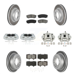 Front Rear Disc Brake Caliper Coated Rotors And Semi-Metallic Pads Kit (10Pc) For 2003-2009 Lexus GX470 KCG-100762S