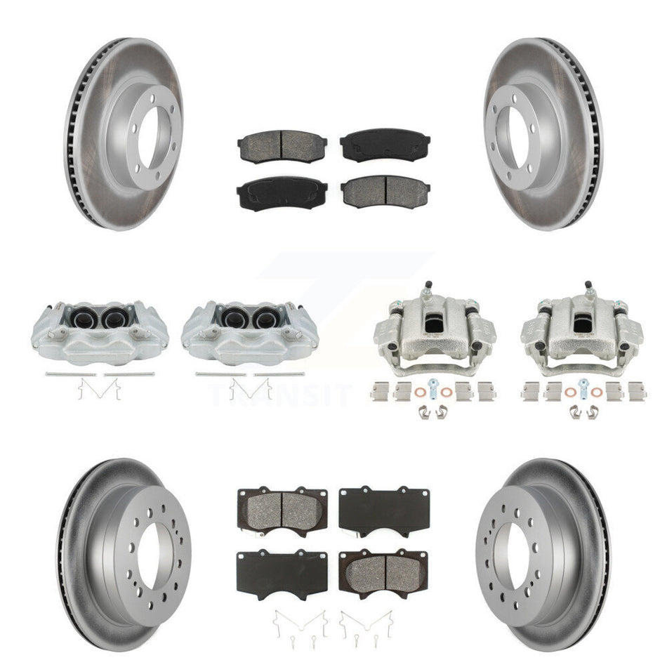 Front Rear Disc Brake Caliper Coated Rotors And Semi-Metallic Pads Kit (10Pc) For 2003-2009 Lexus GX470 KCG-100762S