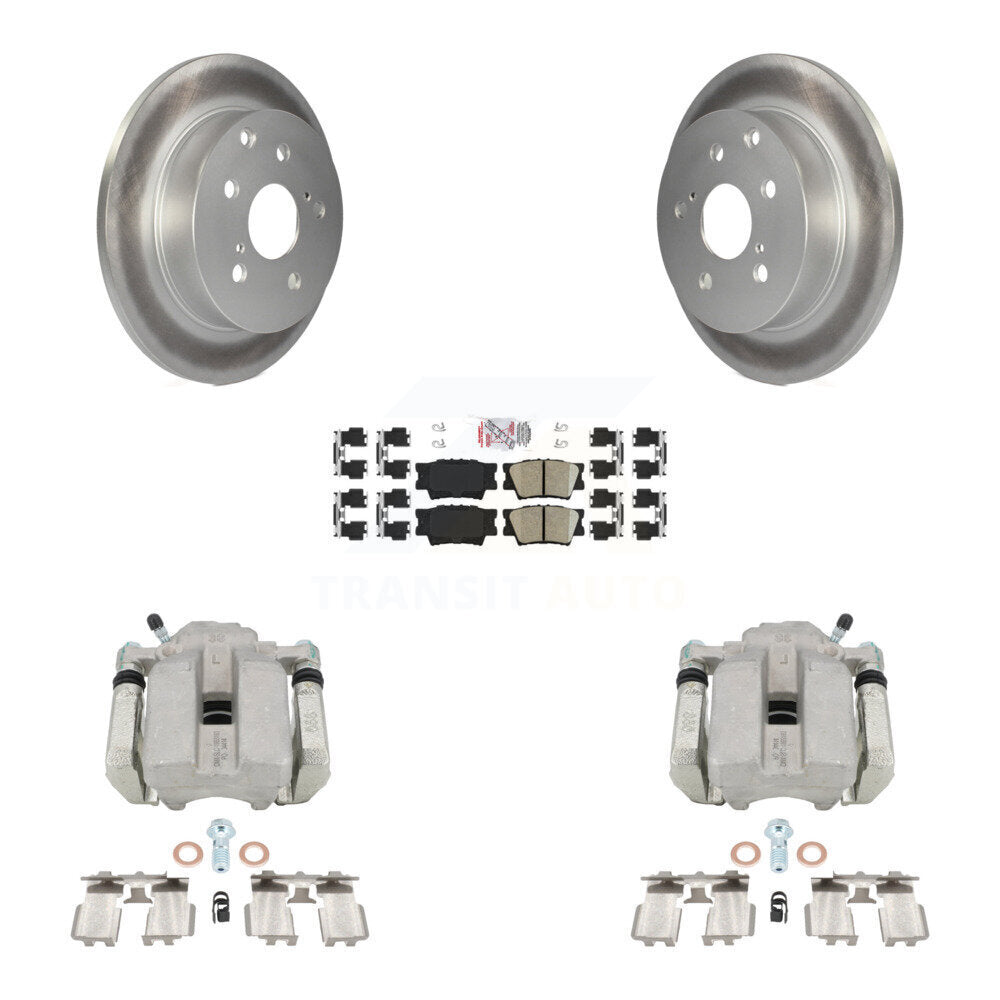 Rear Disc Brake Caliper Coated Rotors And Ceramic Pads Kit For Toyota RAV4 KCG-100763N by Transit Auto