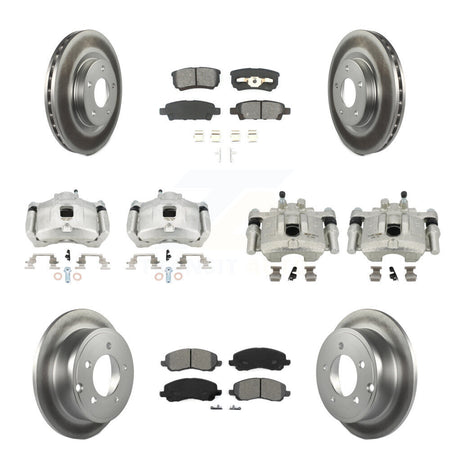 Front Rear Brake Caliper Coat Rotors Semi-Metallic Pad Kit (10Pc) For Jeep Patriot Dodge KCG-100764S
