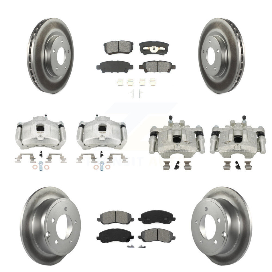 Front Rear Brake Caliper Coat Rotors Semi-Metallic Pad Kit (10Pc) For Jeep Patriot Dodge KCG-100764S