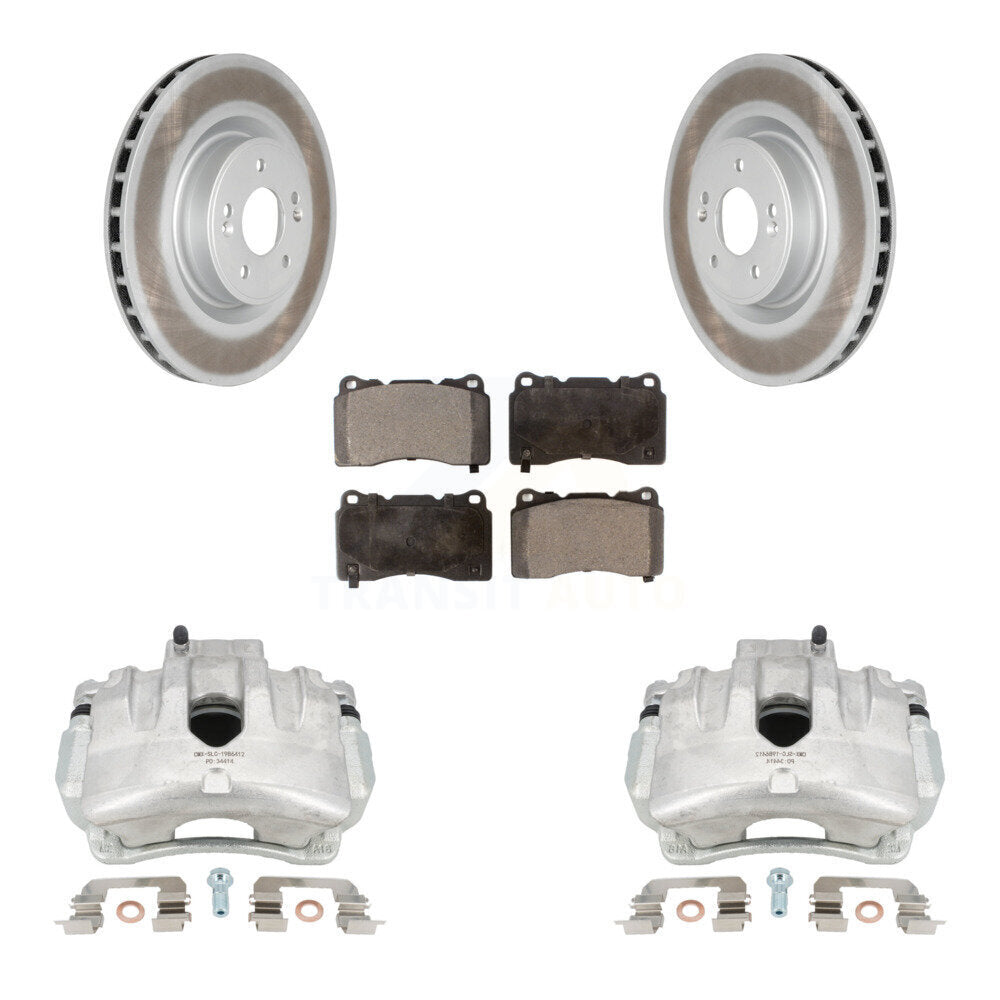 Front Disc Brake Caliper Coated Rotors And Ceramic Pads Kit For Hyundai Genesis Coupe KCG-100765T