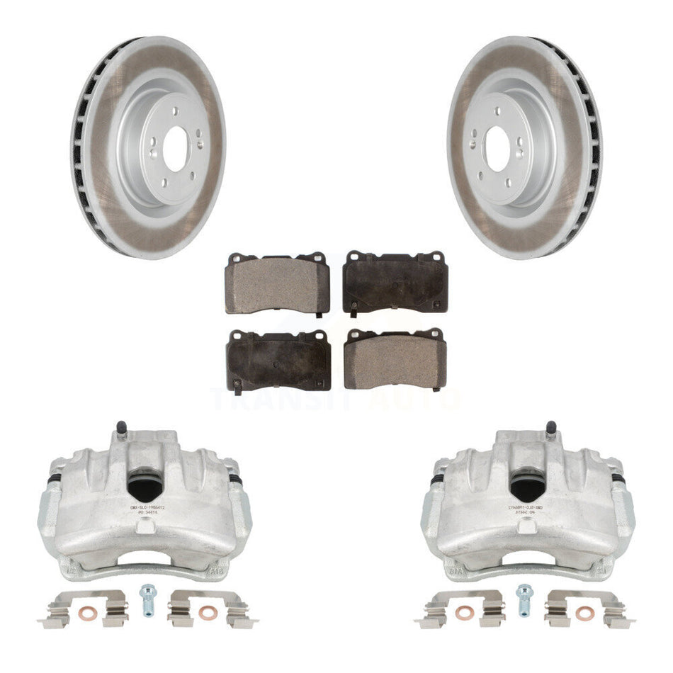 Front Disc Brake Caliper Coated Rotors And Ceramic Pads Kit For Hyundai Genesis Coupe KCG-100765T