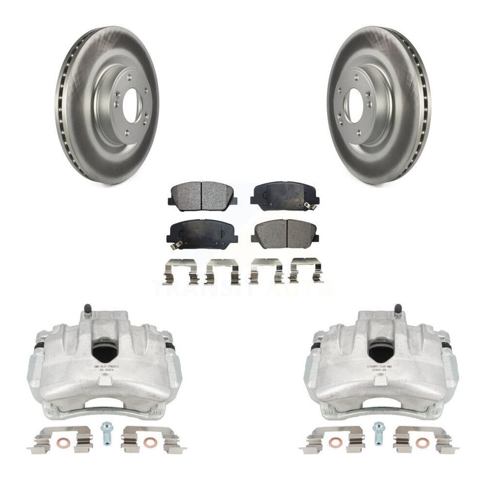 Front Disc Brake Caliper Coated Rotors And Ceramic Pads Kit For Hyundai Genesis Coupe KCG-100766T
