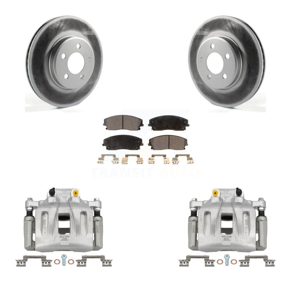 Front Disc Brake Caliper Coat Rotor Semi-Metallic Pad Kit For Dodge Chrysler 300 Charger KCG-100767P