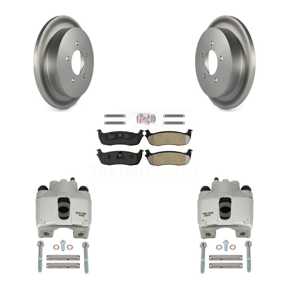 Rear Disc Brake Caliper Coated Rotors And Semi-Metallic Pads Kit For Lincoln Blackwood KCG-100768N
