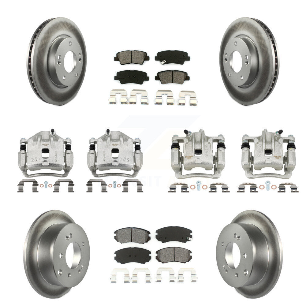 Front Rear Brake Caliper Coat Rotors Semi-Metallic Pad Kit (10Pc) For 2012-2013 Kia Soul KCG-100768S