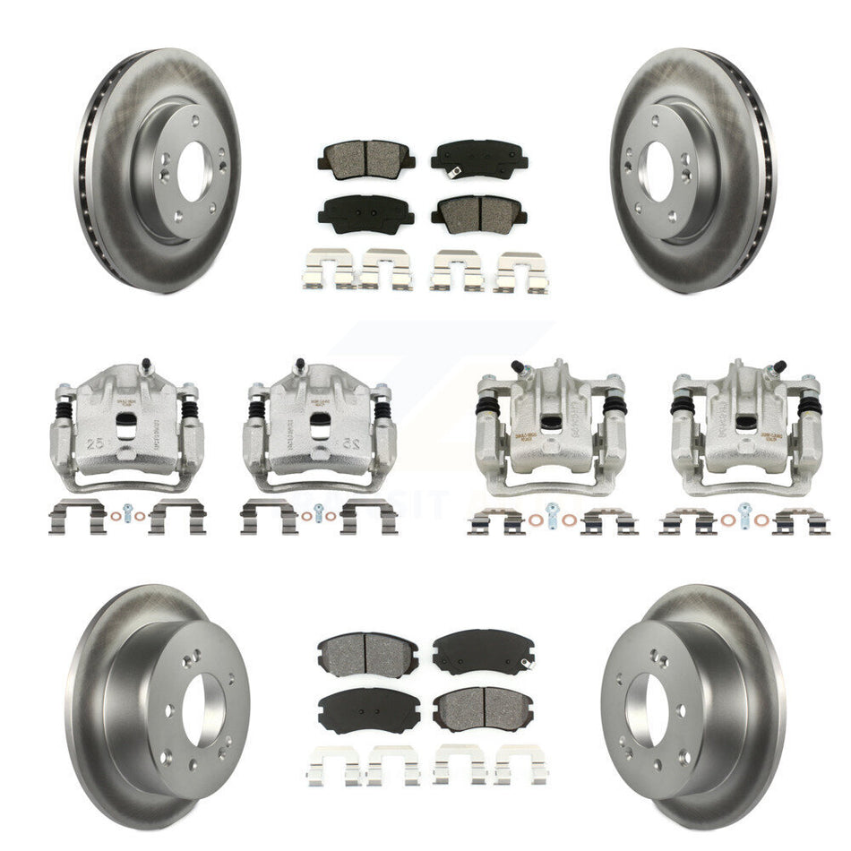 Front Rear Brake Caliper Coat Rotors Semi-Metallic Pad Kit (10Pc) For 2012-2013 Kia Soul KCG-100768S