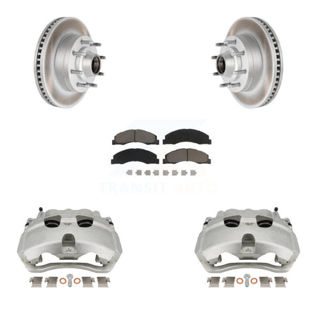 Front Brake Caliper Coat Rotor And Ceramic Pad Kit For Ford E-350 Super Duty E-250 E-150 KCG-100769C