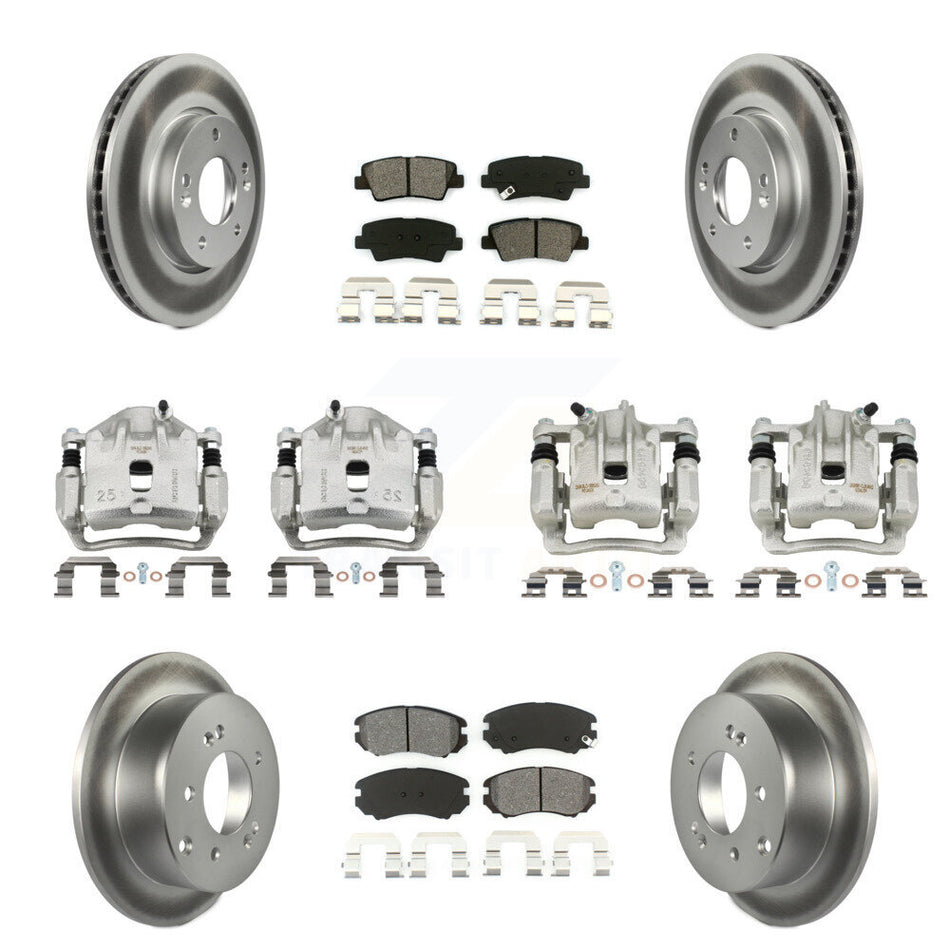 Front Rear Brake Caliper Coat Rotor Semi-Metallic Pad Kit (10Pc) For 10-11 Kia Soul 2.0L KCG-100769S