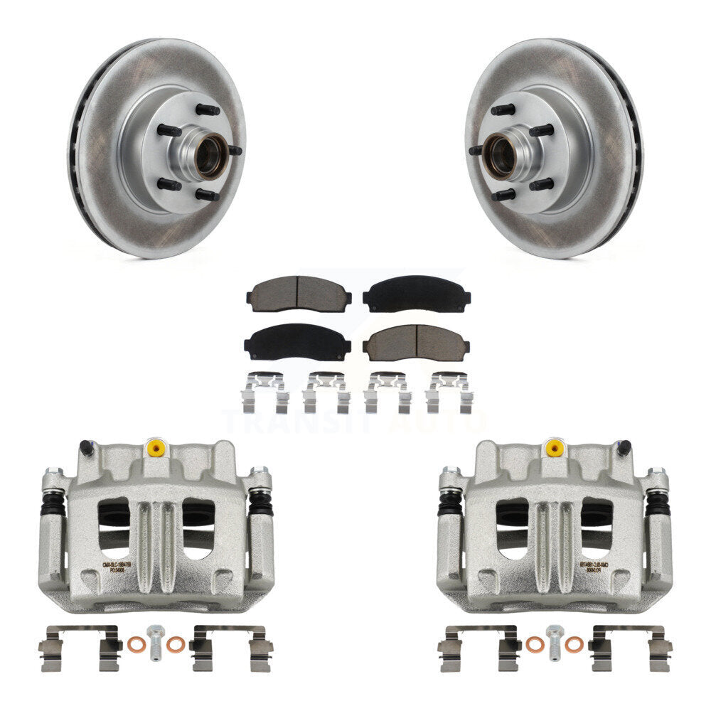Front Disc Brake Caliper Coated Rotors And Ceramic Pad Kit For 2010-2011 Ford Ranger RWD KCG-100770C