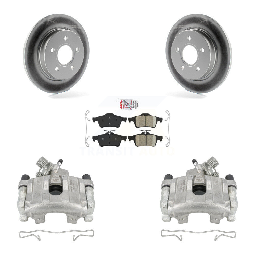 Rear Disc Brake Caliper Coated Rotors And Ceramic Pads Kit For Ford Focus KCG-100770N by Transit Auto